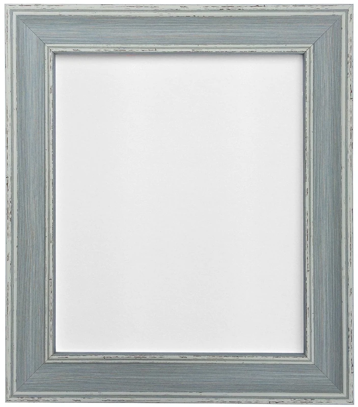 FRAMES BY POST Scandi Distressed Blue Picture Photo Frame with White Backing Board 24 x 18 inch (Plastic Glass)