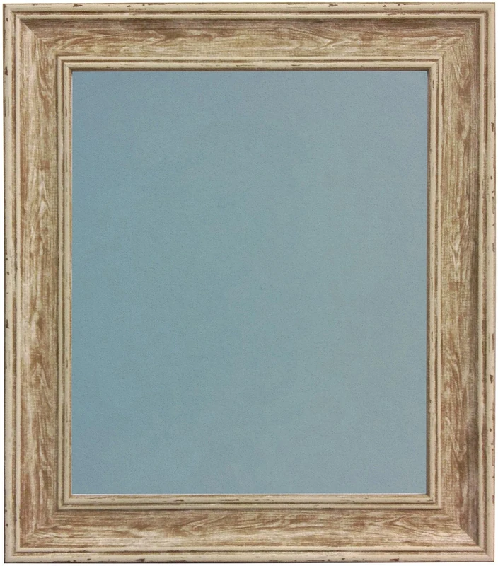 Scandi Distressed Wood Picture Photo Frame with Blue Backing Board 60 x 80 cm (Plastic Glass)