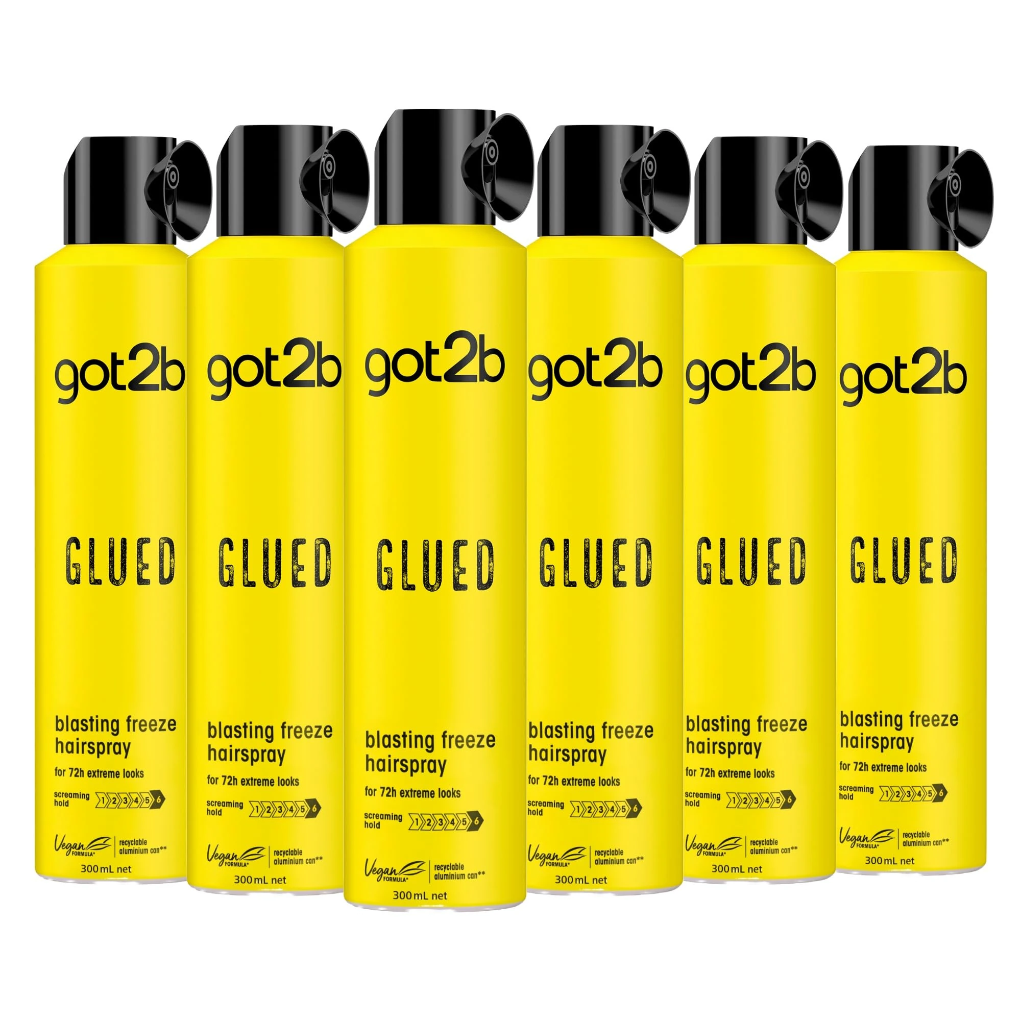 got2b Glued Blasting Freeze Hairspray 300 ml, Glued Hairspray for up to 72h Ultra Strong Hold, Hairspray got2b, For Extreme Hairstyles, Vegan* Formula