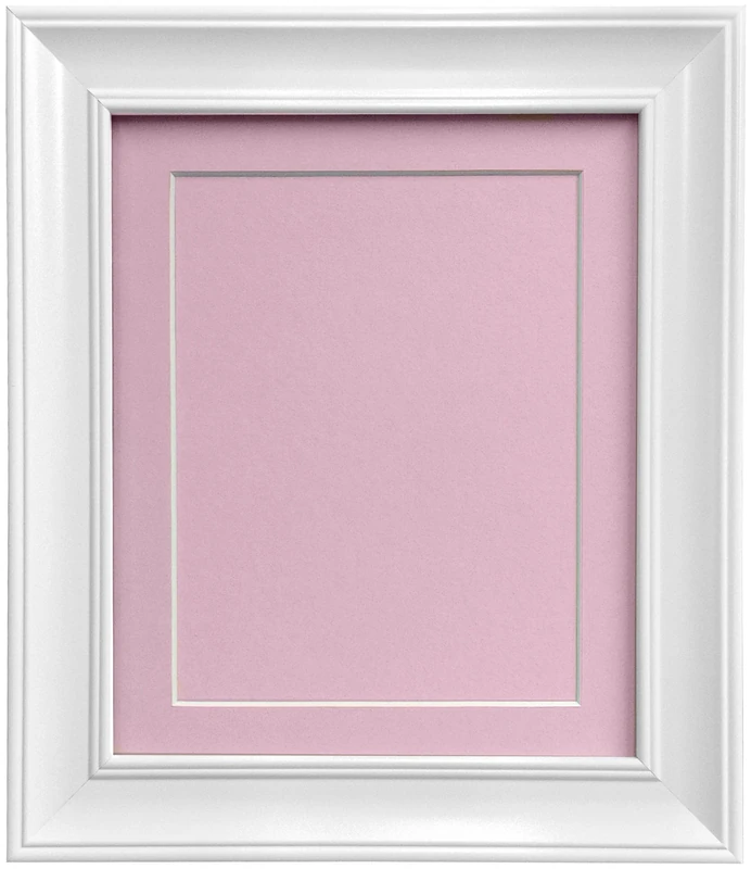 Scandi Vintage White Picture Photo frame with Pink Mount and Backing Board A2 for Pic Size A3