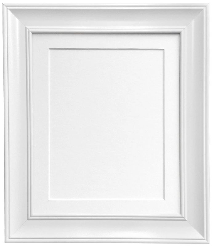 Scandi Vintage White Picture Photo frame with White Mount and Backing Board 18 x 12 for Pic Size 14 x 8 inch