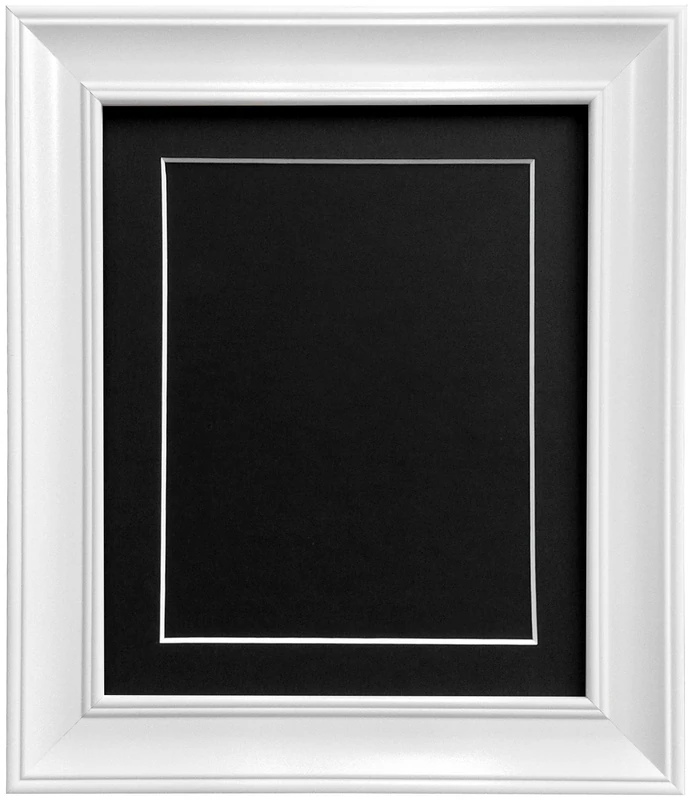 Scandi Vintage White Picture Photo frame with Black Mount and Backing Board 20 x 16 for Pic Size 15 x 10 inch