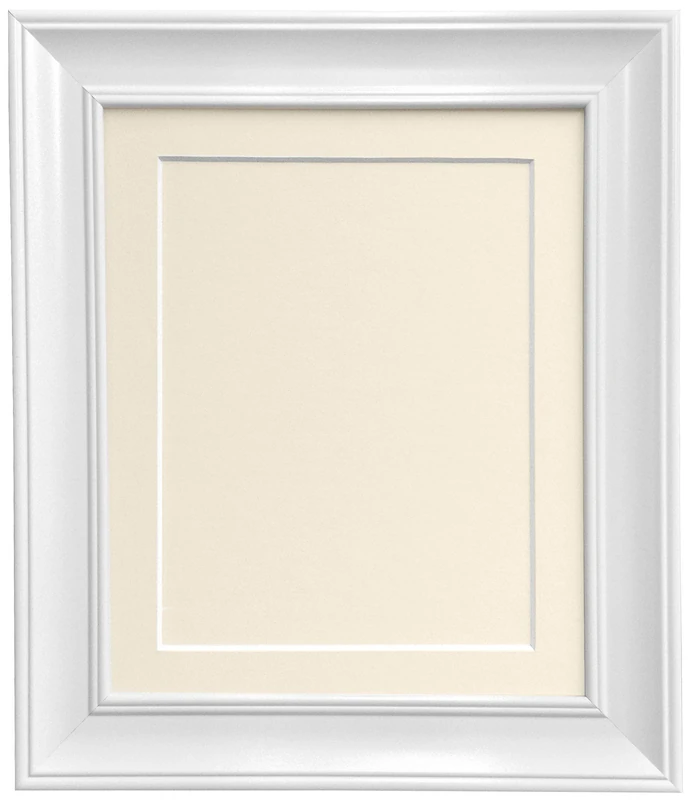 FRAMES BY POST Scandi Vintage White Picture Photo frame with Ivory Mount and Backing Board 40 x 50 cm for Pic Size 15 x 10 inch