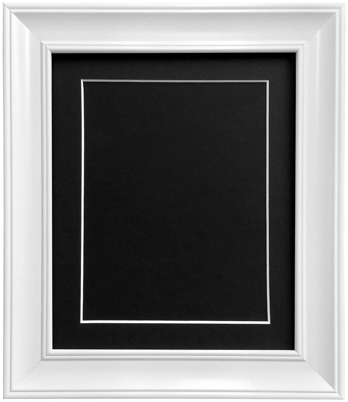 Scandi Vintage White Picture Photo frame with Black Mount and Backing Board 60 x 80 cm for Pic Size 50 x 70 cm