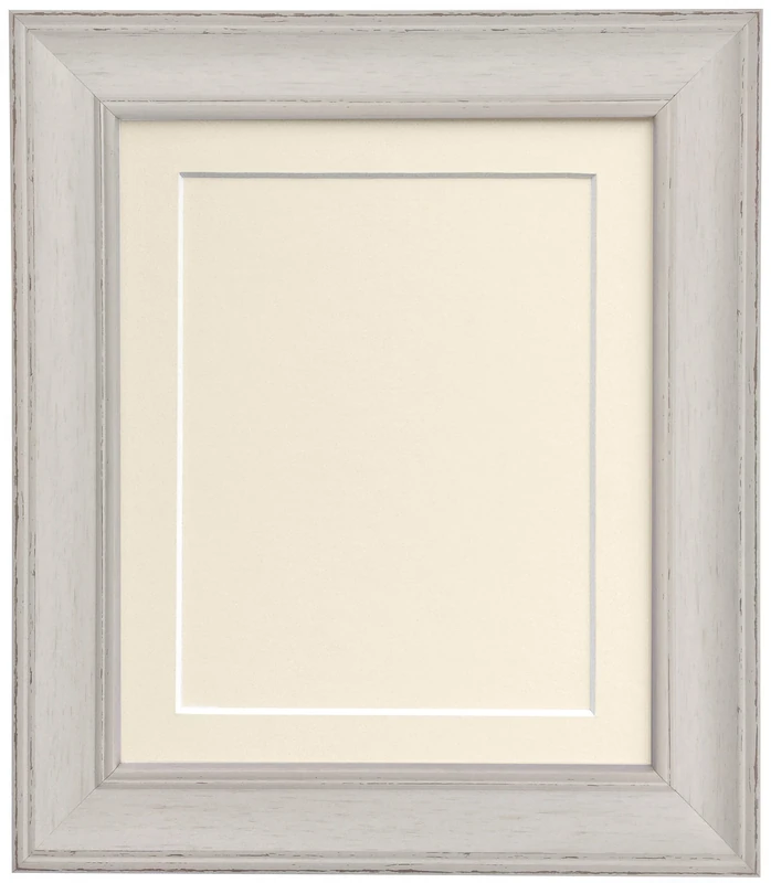 Scandi Distressed Pale Grey Picture Photo frame with Ivory Mount and Backing Board A1 For Image Size A2