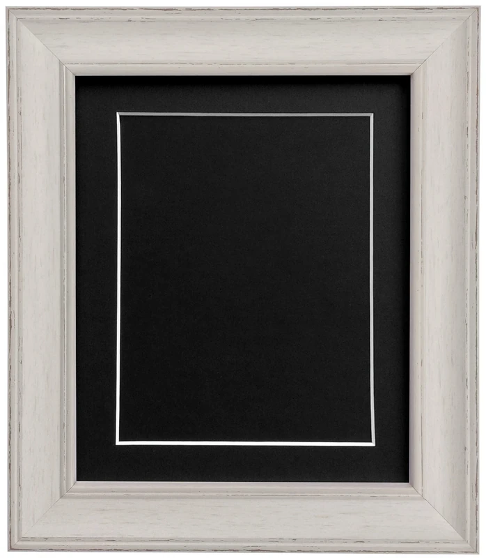 Scandi Distressed Pale Grey Picture Photo frame with Black Mount and Backing Board 40 x 50 cm For Image Size 15 x 10 inch