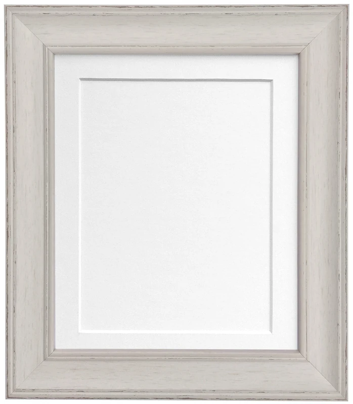 Scandi Distressed Pale Grey Picture Photo frame with White Mount and Backing Board 20 x 16 inch For Image Size A3