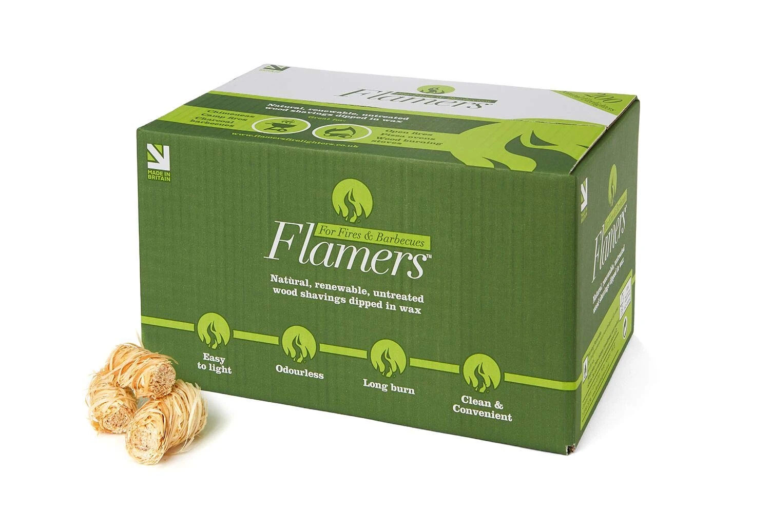 Flamers 200 Natural Stove-Barbecue BBQ Firelighters NEW Larger Pack