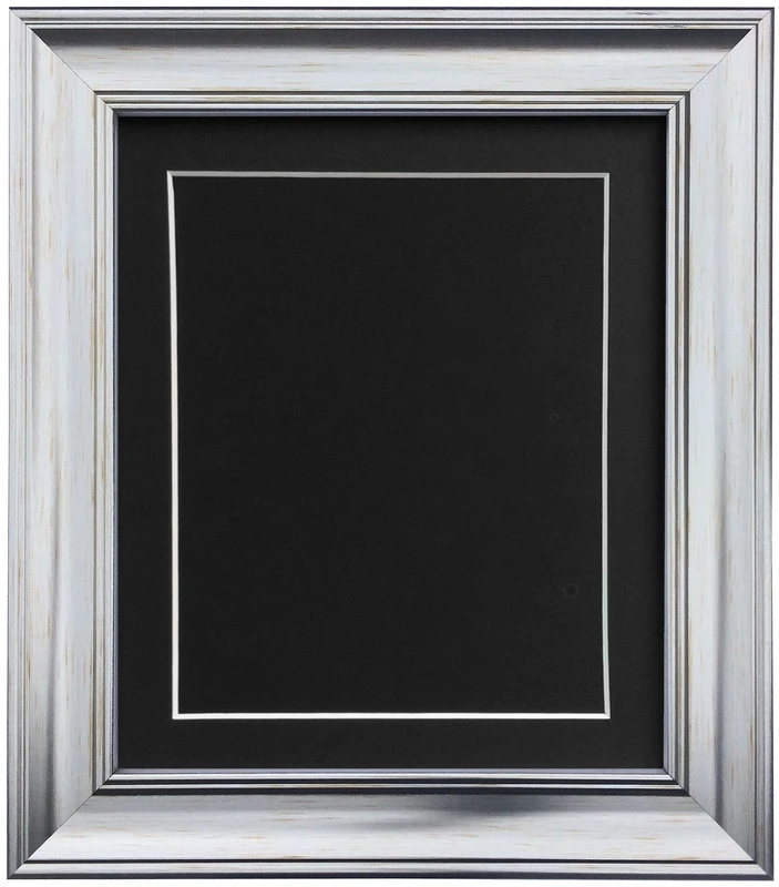 FRAMES BY POST Scandi Vintage Silver Photo Frame with Black Mount and backing board 40 x 50 cm For Image size A3
