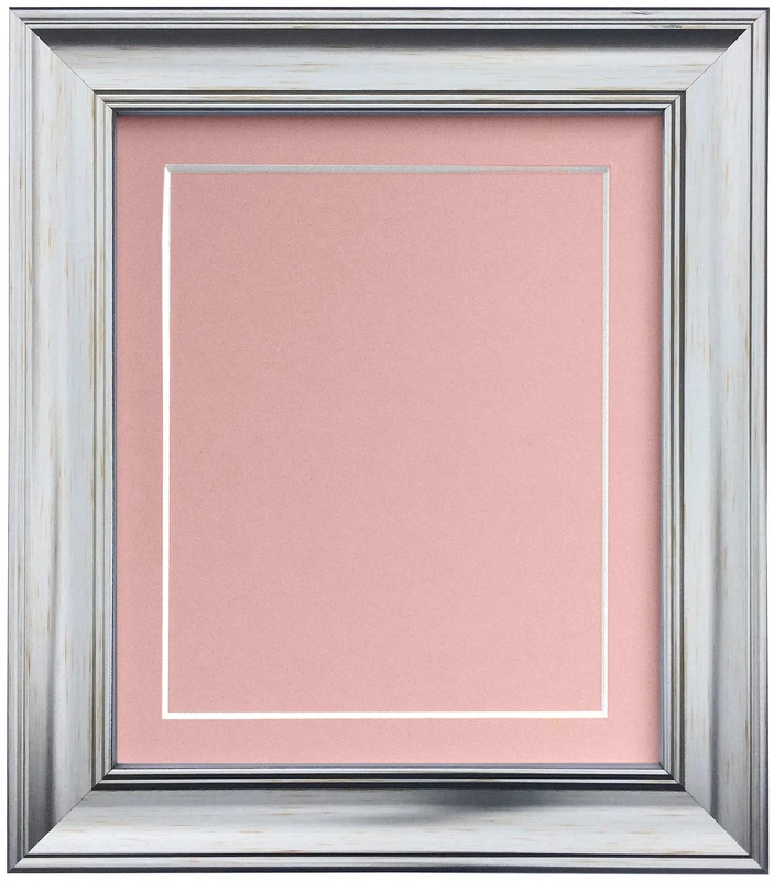 Scandi Vintage Silver Photo Frame with Pink Mount and backing board 60 x 80 cm For Image size 50 x 70 cm
