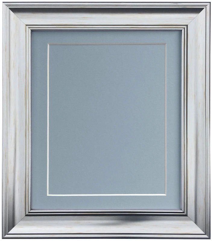 Scandi Vintage Silver Photo Frame with Blue Mount and backing board 60 x 80 cm For Image size 50 x 70 cm