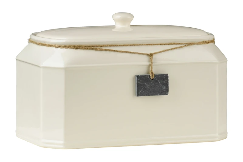 Premier Housewares Slate Tag Bread Crock, Cream