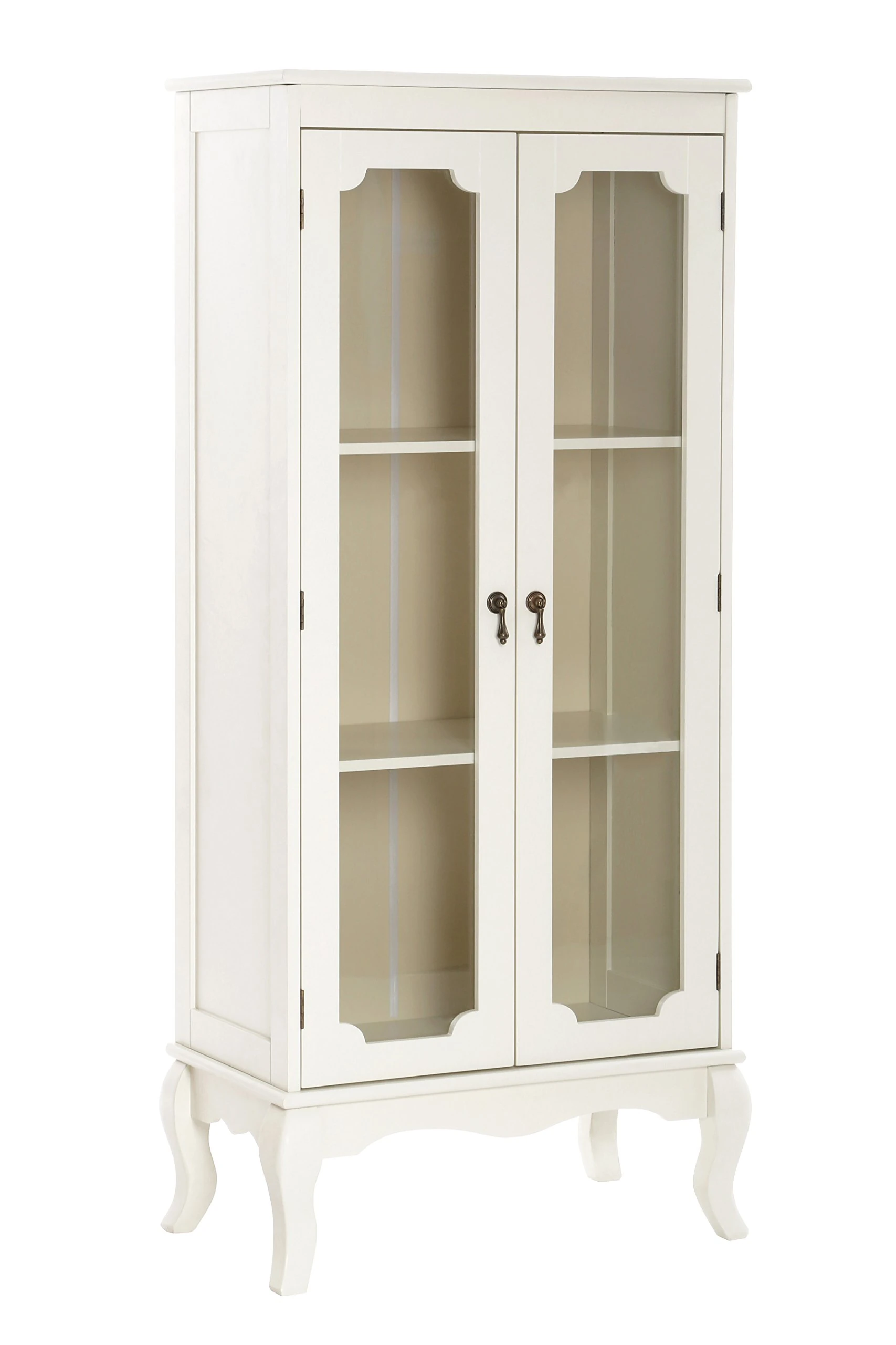 Premier Housewares Marcella Cabinet with 2-Glass Doors, Ivory