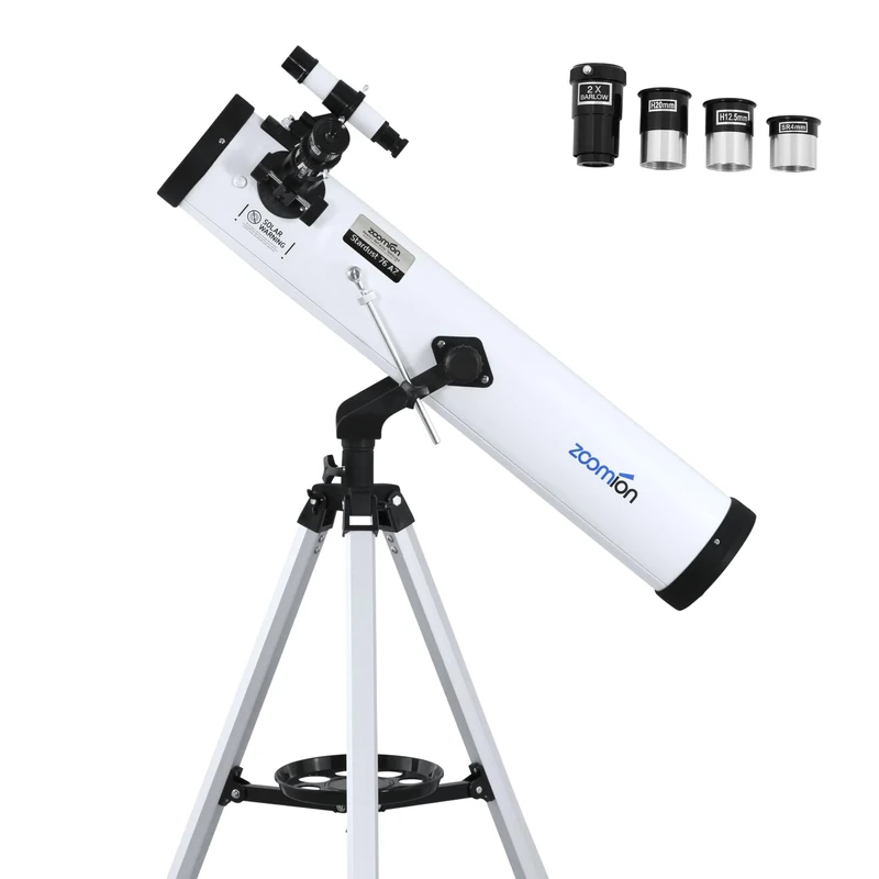 Zoomion Stardust 76/700 AZ Reflector Telescope - Astronomical monocular set with tripod, mount and eyepieces for children and beginners of astronomy - Image 1
