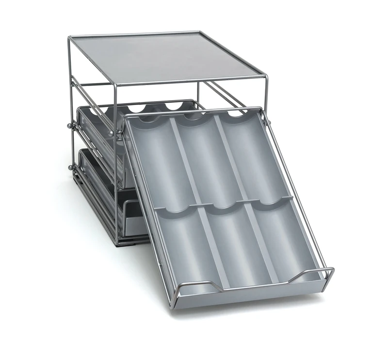 Lipper International 8720 Three- Tier Tilt Down Spice Drawer, Silver/Gray