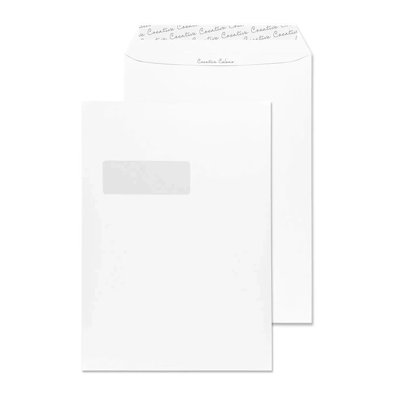 Blake Creative Colour C4 229 x 324 mm 120 gsm Pocket Peel & Seal Window Envelopes (951W) Milk White - Pack of 250