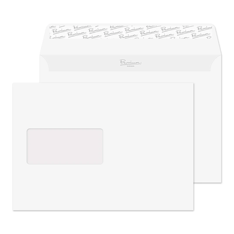 Blake Business C5 162 x 229 mm 120 gsm Peel & Seal Window Wallet Envelopes (91708) Diamond White Laid - Pack of 500