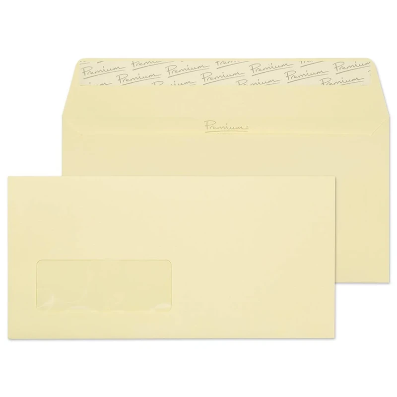 Blake Business DL 110 x 220 mm 120 gsm Peel & Seal Window Wallet Envelopes (51884) Vellum Wove - Pack of 500