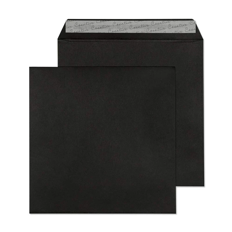Blake Creative Colour 220 x 220 mm 120 gsm Square Peel & Seal Envelopes (514) Jet Black - Pack of 250