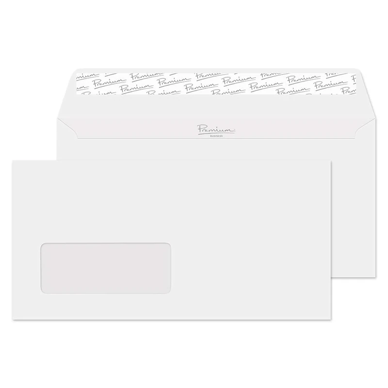 Blake Business DL 110 x 220 mm 120 gsm Peel & Seal Wallet Window Envelopes (37884) Brilliant White Wove - Pack of 500