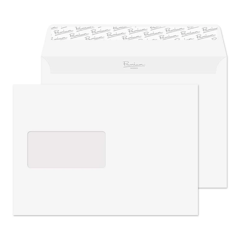 Blake Premium Business C5 162 x 229 mm 120 gsm Peel and Seal Window Wallet Envelopes (37708) Brilliant White Wove - Pack of 500