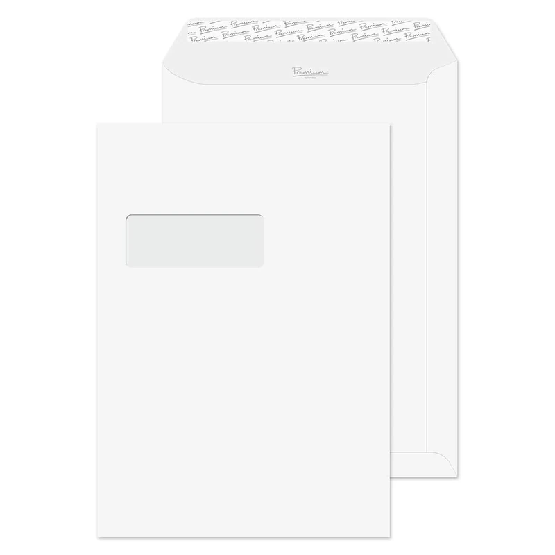 Blake Premium Business C4 324 x 229 mm 120 gsm Peel and Seal Window Pocket Envelopes (31892) Ice White Wove - Pack of 250