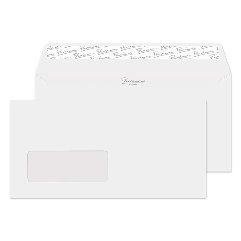 Blake Business DL 110 x 220 mm 120 gsm Peel & Seal Wallet Window Envelopes (31884) Ice White Wove - Pack of 500