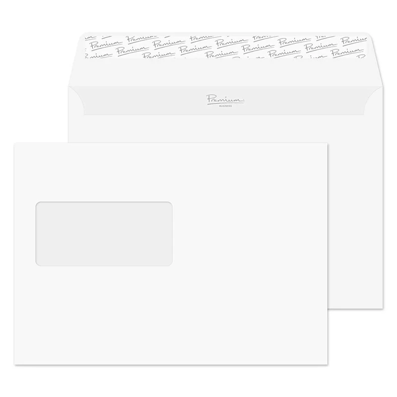 Blake Envelopes Premium Business 31708 Briefumschläge Haftklebung Mit Fenster Schnee Weiß Wove C5 162 x 229 mm - 120g/m² | 500 Stück