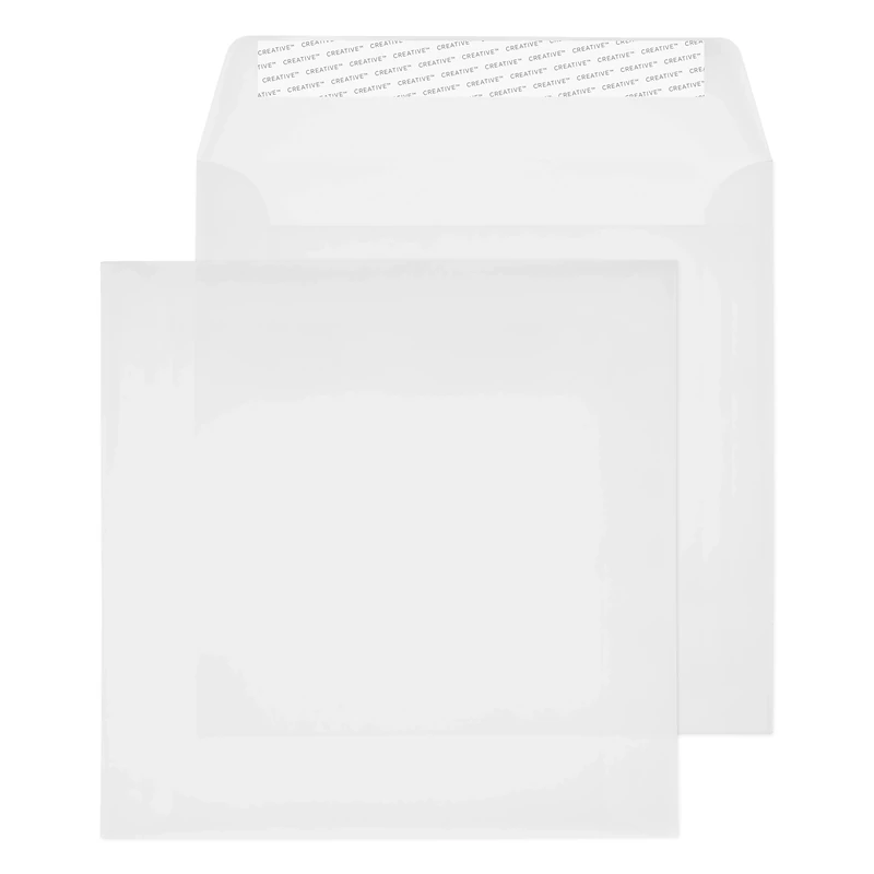 Blake Creative Senses 160 x 160 mm 100gsm Square Peel and Seal Clear Translucent Envelopes (160-01PS) Translucent White - Pack of 500