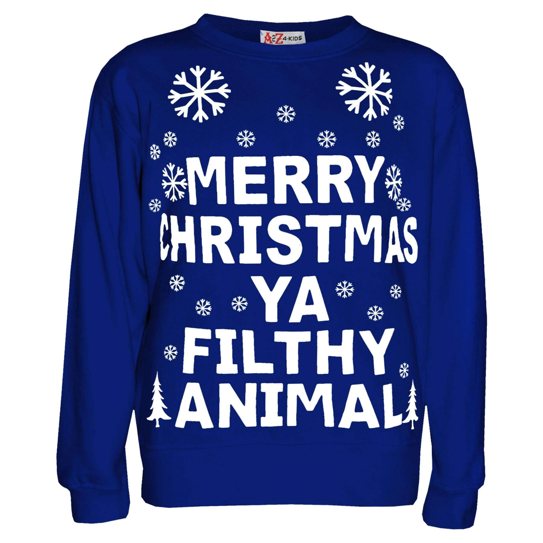 A2Z 4 Kids Girls Boys Merry Christmas Jumper Comfortable - Ya Filthy Jumper Royal 9-10