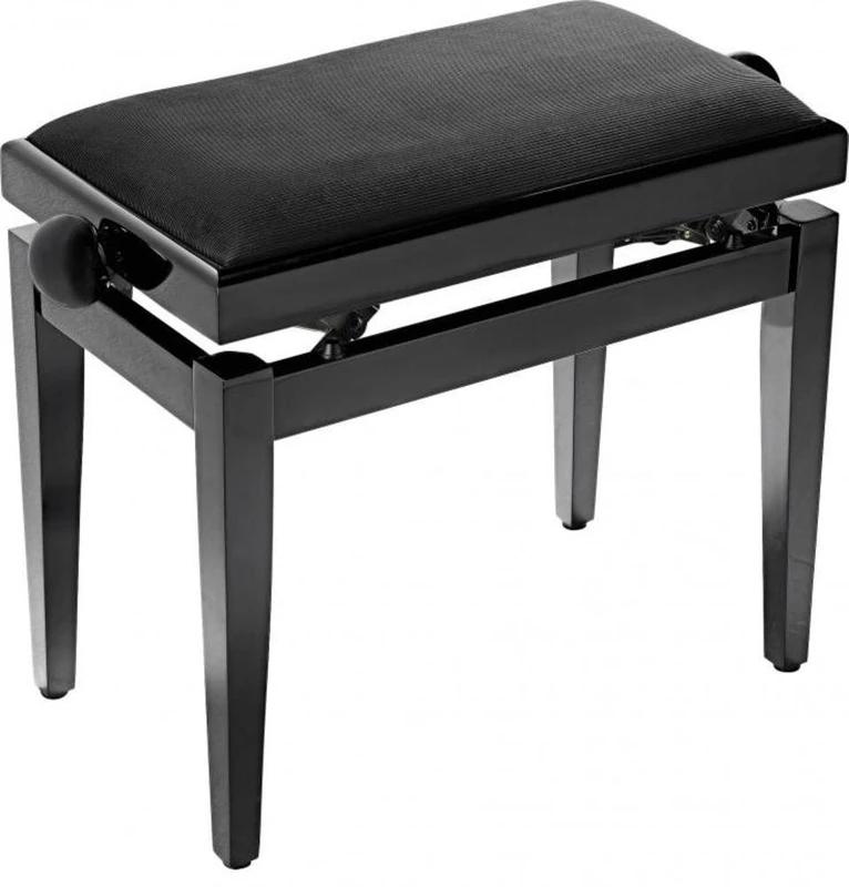Stagg Piano Bench, Height Adjustable Stool, Rise & Fall, Matt Black Finish with Black Padded Velvet Seat Cushion