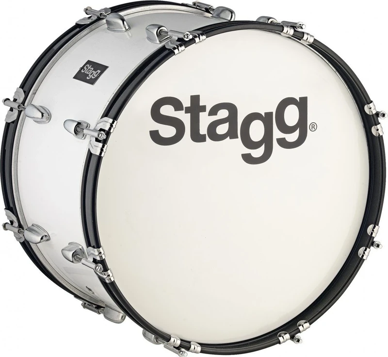Stagg 22083 20 x 10-Inch Marching Bass Drum with Strap and Beater - White