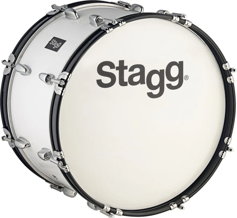 Stagg 22084 22 x 10-Inch Marching Bass Drum with Strap and Beater - White
