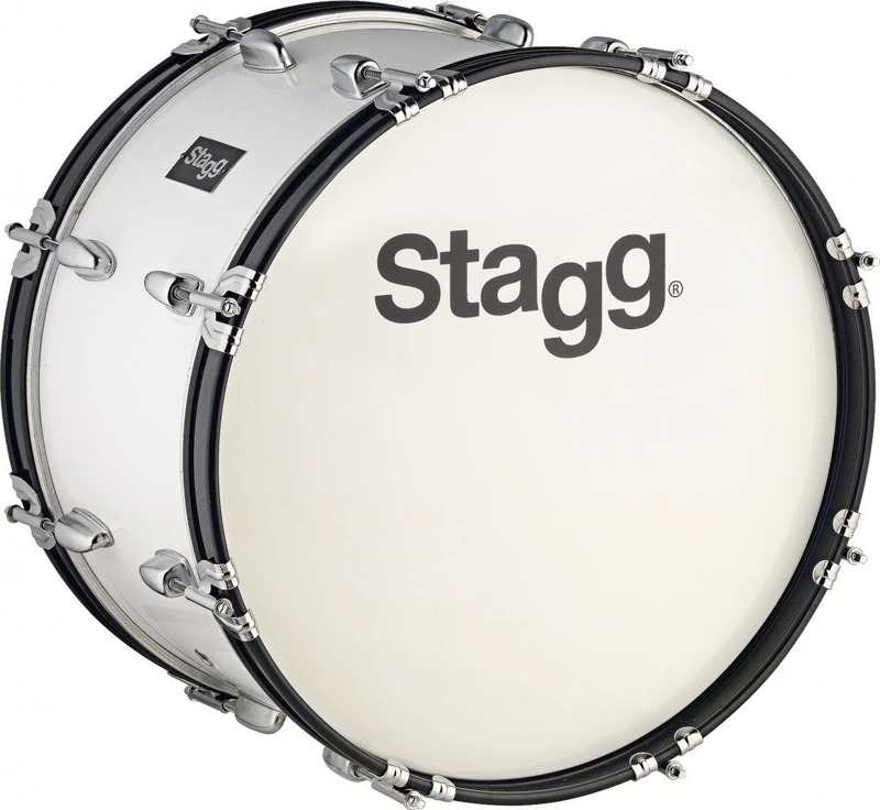 Stagg 22085 24 x 10-Inch Marching Bass Drum with Strap and Beater - White - Image 1