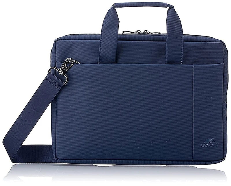 Rivacase 8221 Laptop Bag up to 13.3 Inches - 35 x 26.5 x 6.5 cm - Compact Padded Briefcase for Notebooks for Men and Women, Water Resistant Laptop Sleeve for Work, Travel, Uni (Blue) - Image 1