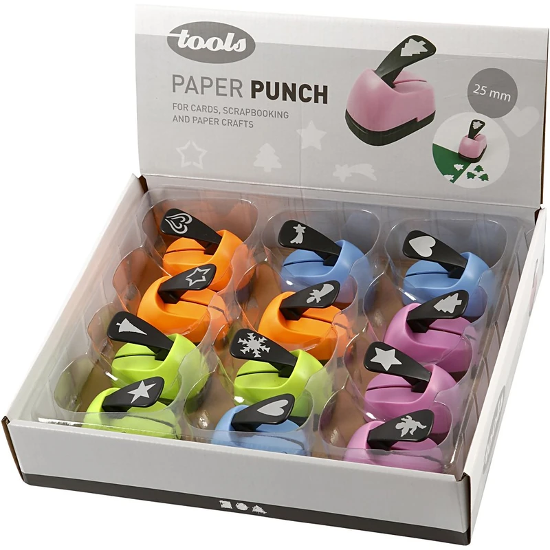 Paper Punches, size 25 mm, christmas motives, 12asstd