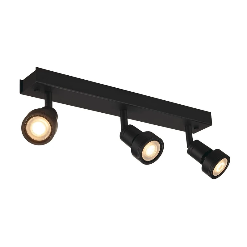 SLV Puri 3 Ceiling Light, mattblack, 3xGU10, max, 3x50W, with Deco Ring, Aluminium, Black, 147380 - Image 1