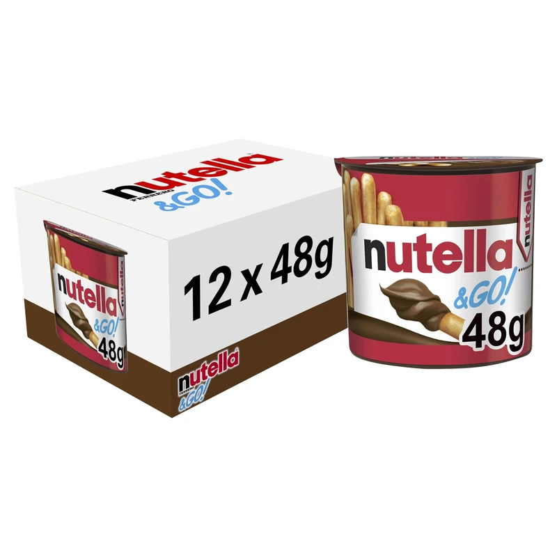 Nutella &Go! Hazelnut Snack Kit, Bulk Chocolate Gift, Hazelnut Spread with Cocoa and Breadsticks, Pack of 12 x 48g