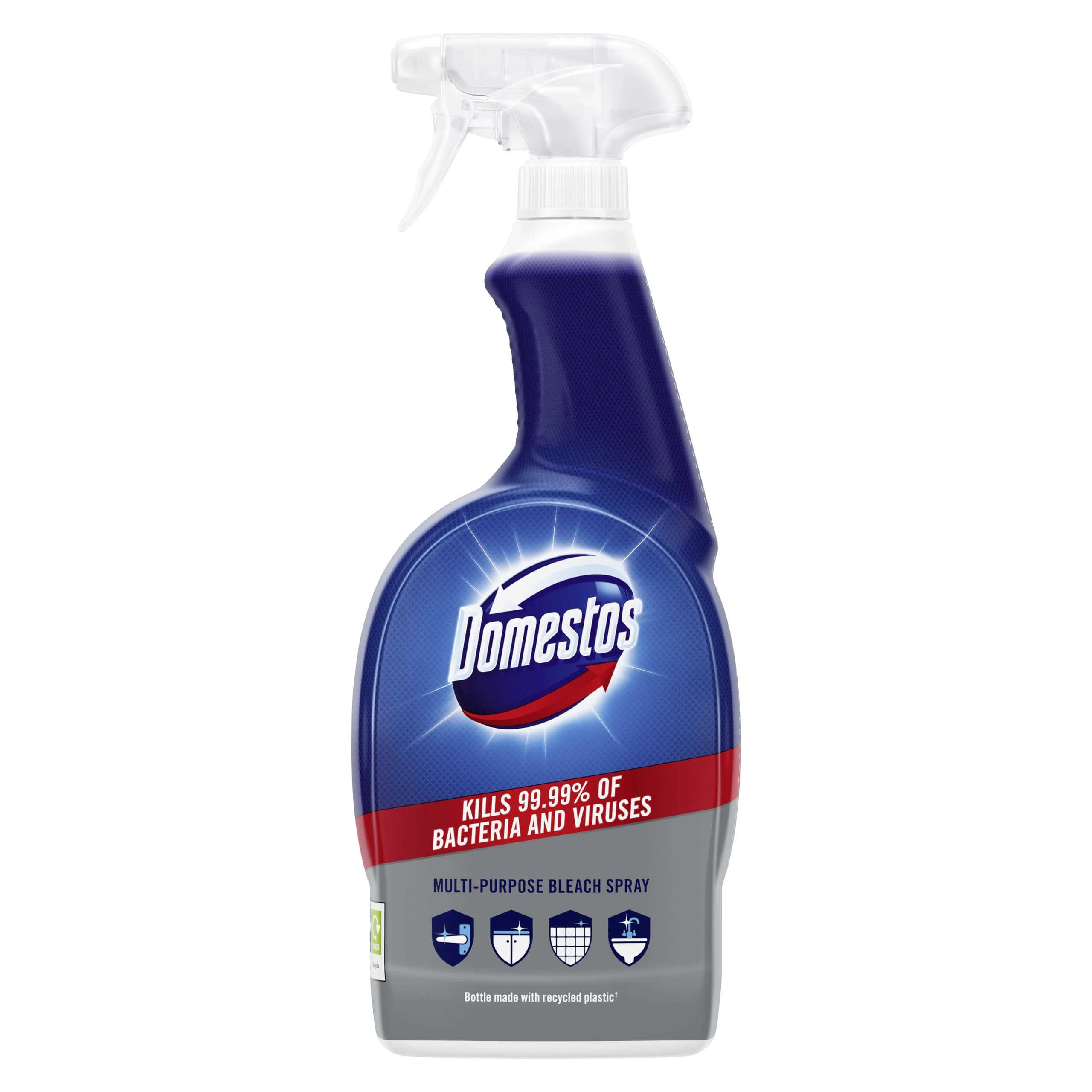 Domestos Bleach Multi-Purpose Eliminates 99.99% of all Bacteria and Viruses Cleaner Spray Disinfectant for Hygienically Clean Surfaces 700 ml