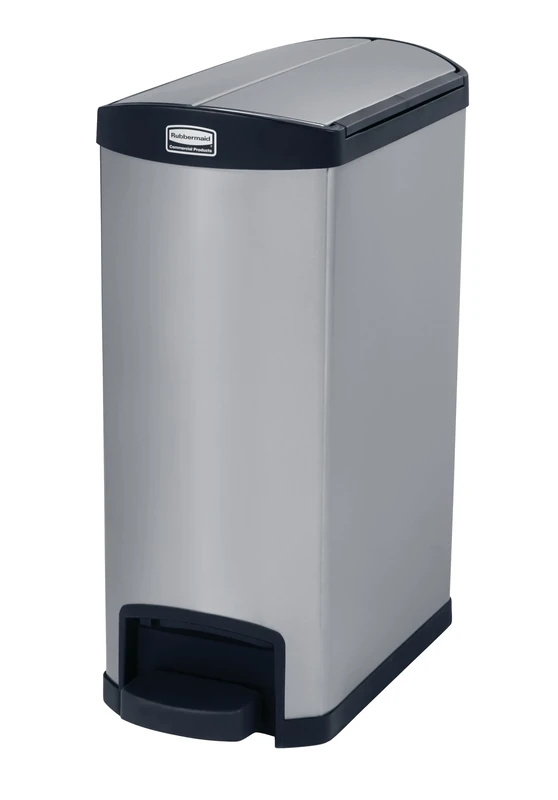 Rubbermaid Commercial Products Slim Jim Step-on Metal End Step Waste Receptacle Bin 50 Litre Black 1901993