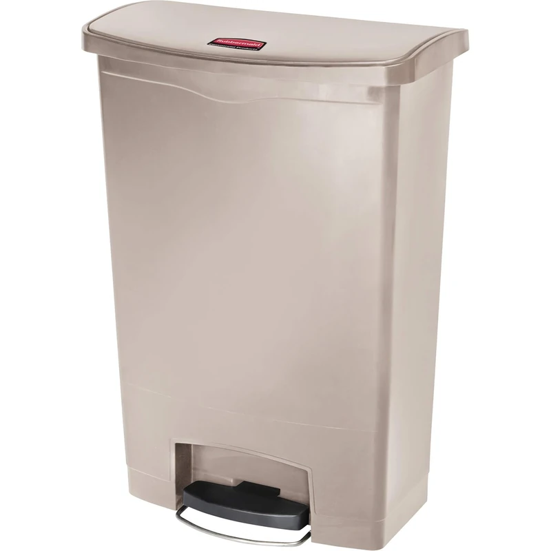 Rubbermaid Commercial Products Slim Jim Step-on Resin Front Step Waste Receptacle Bin 90 Litre Beige 1883552