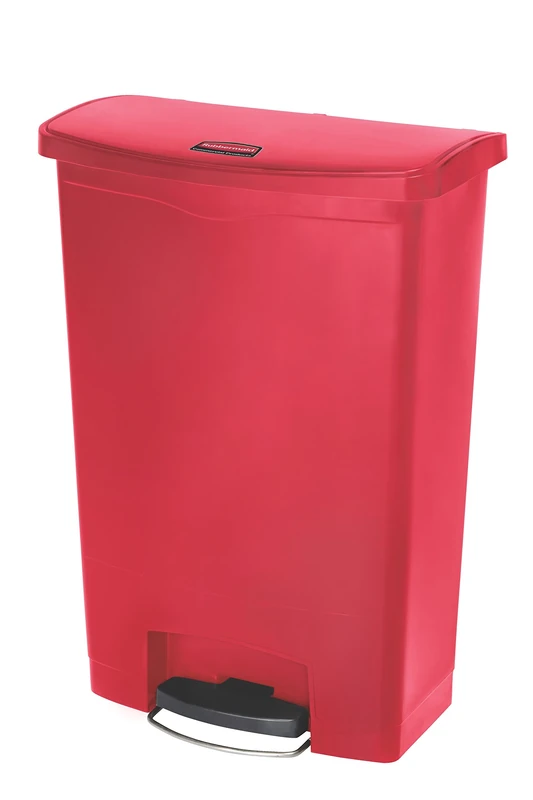 Rubbermaid Commercial Products Slim Jim Step-on Resin Front Step Waste Receptacle Bin 90 Litre Red 1883570