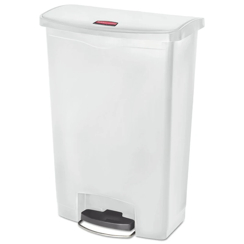 Rubbermaid Commercial Products Slim Jim Step-on Resin Front Step Waste Receptacle Bin 90 Litre White 1883561