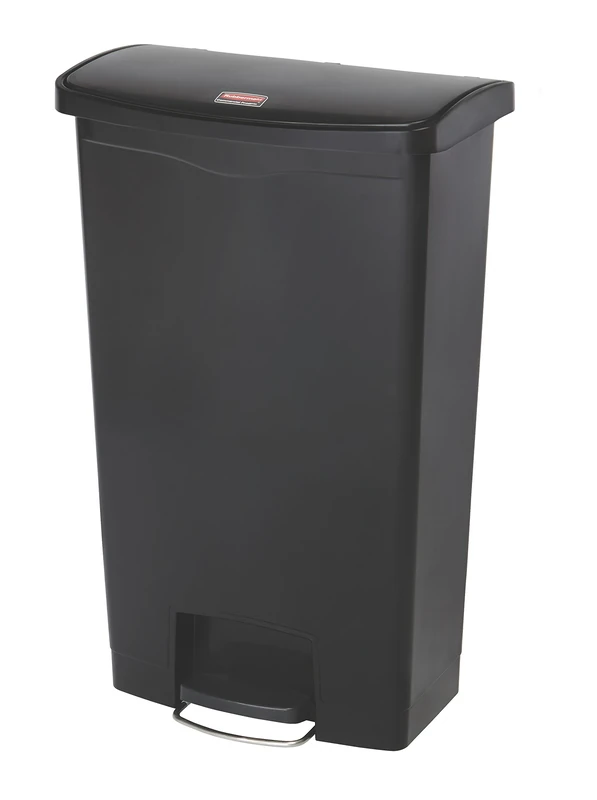 Rubbermaid Commercial Products Slim Jim Step-on Resin Front Step Waste Receptacle Bin 68 Litre Black 1883613