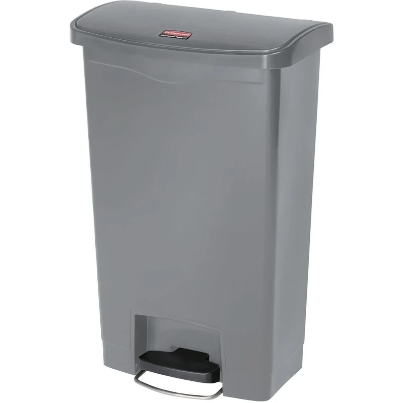 Rubbermaid Commercial Products Slim Jim Step-on Resin Front Step Waste Receptacle Bin 50 Litre Grey 1883602