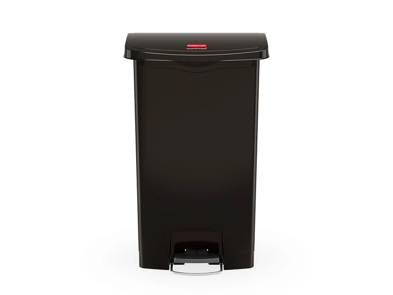 Rubbermaid Commercial Products Slim Jim Step-on Resin Front Step Waste Receptacle Bin 50 Litre Black 1883611