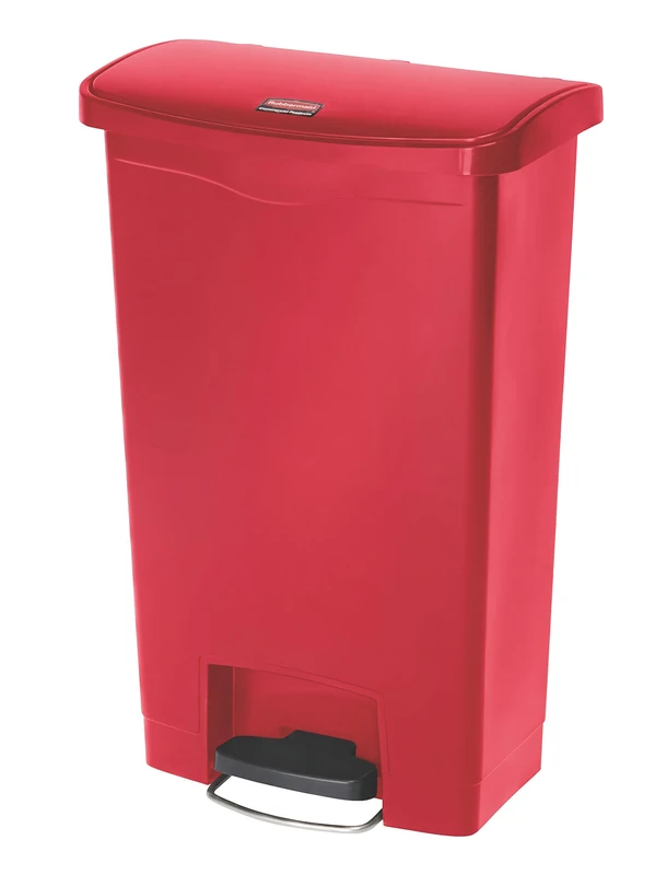 Rubbermaid Commercial Products Slim Jim Step-on Resin Front Step Waste Receptacle Bin 50 Litre Red 1883566