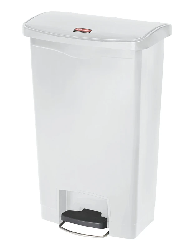Rubbermaid Commercial Products Slim Jim Step-on Resin Front Step Waste Receptacle Bin 50 Litre White 1883557
