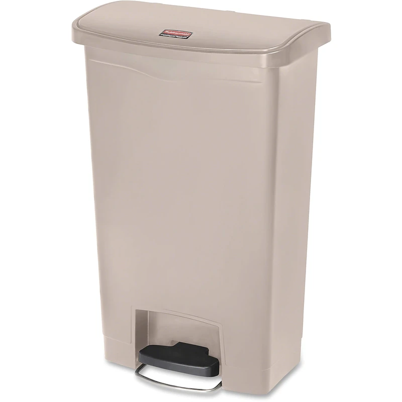 Rubbermaid Commercial Products Slim Jim Step-on Resin Front Step Waste Receptacle Bin 50 Litre Beige 1883458