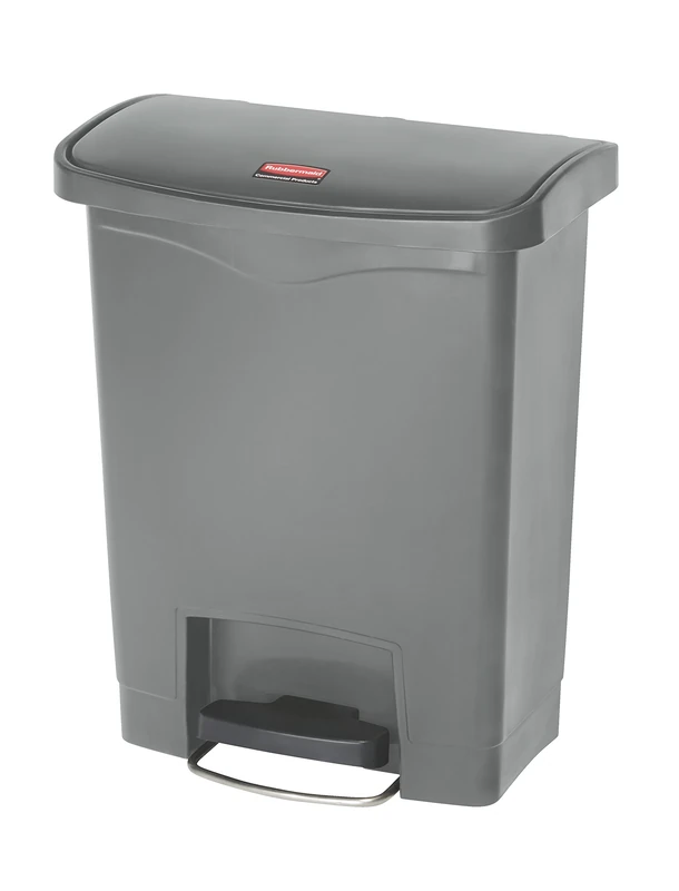 Rubbermaid Commercial Products Slim Jim Step-on Resin Front Step Waste Receptacle Bin 30 Litre Grey 1883600